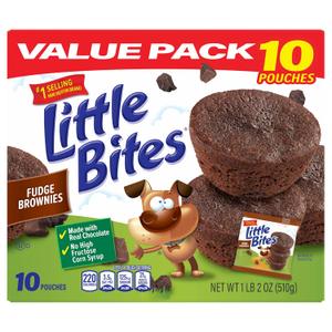 (Value Pack) Little Bites Fudge Brownies, 10 individual packs, (1.8 oz each), Real Chocolate Mini Muffins, 18 oz Multipack (EXP 08/30/26)