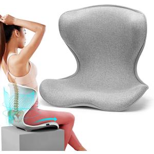 Ergonomic Back Cushion for Lower Pain Relief, Lumbar Support for Office Chair Back Support for Computer Chairs, Gaming,Home - Working, Improve Posture, Floor Seat,Meditation Chair. (Gray)
