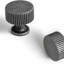 Goo-Ki Vintage Weathered Nickel Zinc Alloy Cabinet Knob - Single Hole Striped Decorations Cabinet Pull Hardware for Bedroom, Kitchen, 6 Pack (1.1" Diameter)