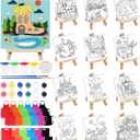 iNtOnly 12 Set Pre Drawn Canvas for Painting, Sip and Paint Kit Set, Paint Party Supplies Favors, Kids Painting Set (with Apron Bag)