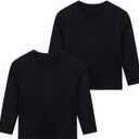 2 Pack Cotton Long Sleeve Tee Shirts Basic Crewneck T-Shirts for Boys/Girls/Toddlers Long-Sleeve T-Shirts, 5-6Y (Black)
