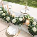 yanstar 6Pcs Artificial Rose Vine Garland with Green Leaves, Elegant Wedding Gift Set, Hanging Fake Roses Vine for Wedding Birthday Baby Shower Anniversary Decor