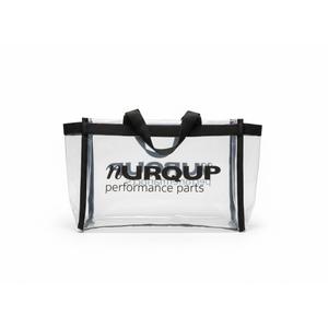 Medium Clear bags, black straps, black logo, 10 pack