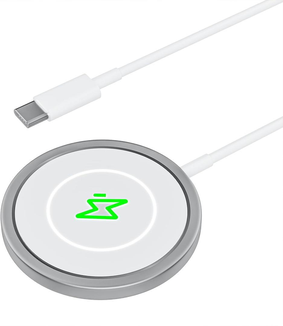 Magnetic Wireless Fast Charger, USB-C Fast Charging 15W Wireless Charger Compatible with iPhone 16 15 14 13 12 Series, iPhone 15W Mag-Safe Charger, Wireless Mag-Safe Charging Pad, 5ft Long Cable