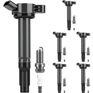 Autoexact Ignition Coil Pack and Iridium Spark Plugs Kit Fit for Toyota 2007-2016 Sienna Highlander Avalon Camry RAV4 4Runner Venza Lexus RX350 ES350 RX450h 3.5L 4.0L V6, Replaces UF487 6619 Set of 6