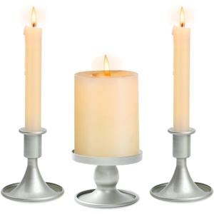 Unity Candle Holder - Unity Candle Holders for Weddings, Metal Unity Candlestick Holder Set of 3, Decorative Unity Candle Stand for Wedding Ceremony Table Centerpiece Decoration Gift (Silver)