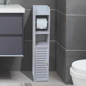 D&Joy Toilet Paper Holder Stand, 4-Tiers Free Standing Toilet Tissue Roll Storage Rack for Bathroom, Small Waterproof Bathroom Storage Cabinet, White Toilet Paper Stand with roll Rod