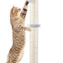 Dimaka 29" Height Tall Cat Scratching Post, Claw Scratcher with Sisal Rope and Covered with Soft Smooth Plush, Vertical Scratch [Full Strectch] for Standard Size Cats(Grey, 29 inches for All Cats)