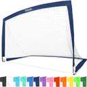GoSports Portable Soccer Goals for Kids - 13 Color Options - Choose 4 x 3 ft or 6 x 4 ft - Team Tone Pop Up Nets for Backyard (Navy)
