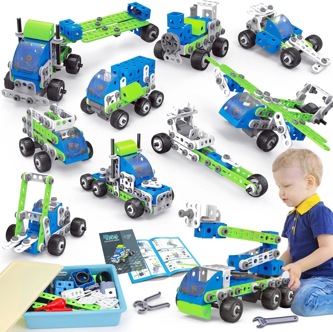 18 in 1 STEM Toys for 4 5 6 7 8+ Year Old Boy Girl Birthday Gifts Educational Building Toys for Kids Ages 4-8 5-7 6-8 Build and Play Stem Activities Construction Toy for Boys 4-6 8-10 (Pull Back Cars)