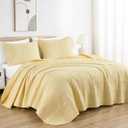 Chezmoi Collection Kingston King Size Bedspread Set, 3-Piece Pastel Yellow Oversized Quilted Microfiber Lightweight Bedspread Coverlet (118"x106") for All Seasons