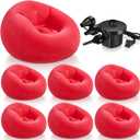 Realspring 6 9 12 Pcs Inflatable Bean Bag Chairs for Adults with Electric Air Pump, Blow up Couch Folding Portable Inflatable Couch Lazy Sofa for Outdoor Movie Night Camping(Red,6 Pcs)