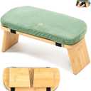 Meditation Bench, Bamboo Meditation Stool, Folding Kneeling Meditation Bench, Seiza Prayer Bench, Prayer Bench with Meditation Cushion, Kneeling Stool (Green)