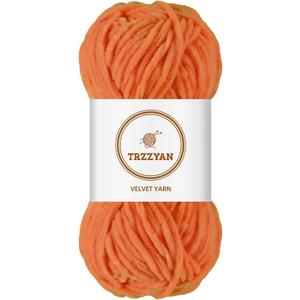 3 x Soft Chenille Yarn Velvet Blanket Yarn for Weaving Fancy Yarns for Crochet DIY Bulk Knitting Crafts Making Blankets, Clothes, 3.5 oz/Skiens (orange)