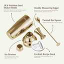 KITESSENSU Cocktail Shaker Set, Stainless Steel Bartending Kit with 25 Ounce Cocktail Shaker with Built in Drink Strainer, Measuring Jigger, Mixing Spoon & Drink Recipe Guide, Gold