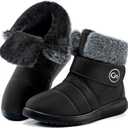 Womens Snow Boots for Winter: Comfortable & Warm for All Day Wear - Waterproof Non Slip Booties for Commute Outdoor Walking (8, Black)