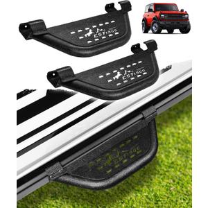 Sunsdrew Side Steps for Ford Bronco 2021-2025 2026 2/4Door with Rock Rail,2PCS Carbon Steel Black Running Boards Side Steps Heavy Duty Front Rear Door Steps for Bronco Accessories