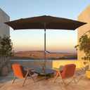 JEAREY 6.5x10 ft Rectangular Patio Umbrellas Rectangle Outdoor Umbrella with Push Button Tilt and Crank, Market Table Umbrella 6 Sturdy Ribs UV Protection for Poolside Garden Backyard Deck, Brown