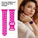 2 x 2 Pack Silicone Bands Compatible with Apple Watch 40mm 38mm 44mm 45mm 41mm 42mm 49mm Women, Hollow-Out Dog Paw Design Waterproof Sport Strap for iWatch Series 10/9/8/SE/7/6/5/4/3/2/1 (Hot Pink+Milk Tea)