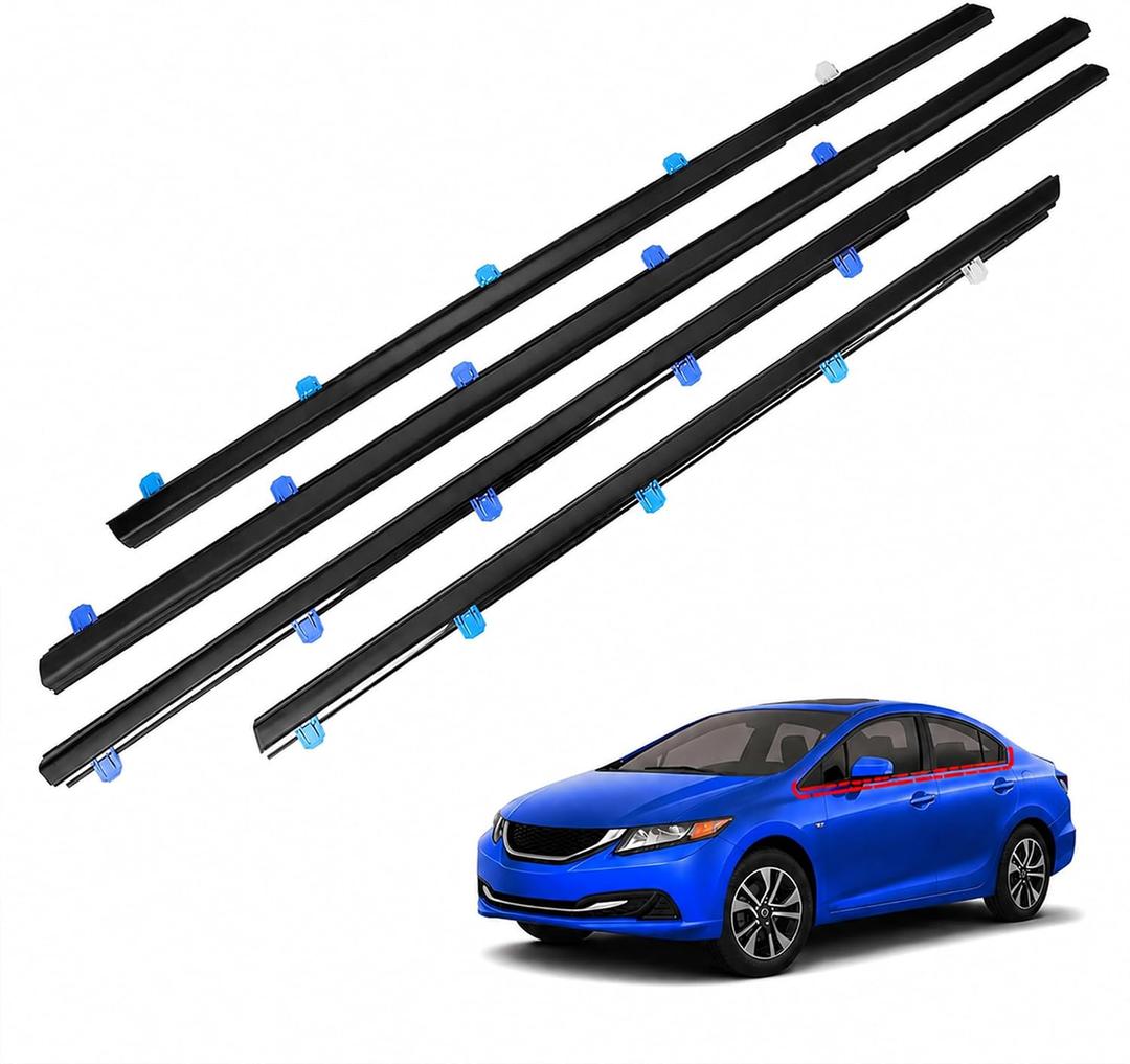 4-Piece Window Weatherstrip Seal Belt Compatible with Honda Civic