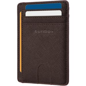 RUNBOX Slim Minimalist Front Pocket RFID Blocking Leather Wallets for Men and Women Card Holder Wallets Gifts for men