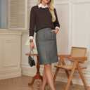 GRACE KARIN Women's Fall Knit Sweater Top, Long Sleeve Merino Wool Blend Pullover, Casual Crewneck Waffle Clothes 2025 (Brown, M)