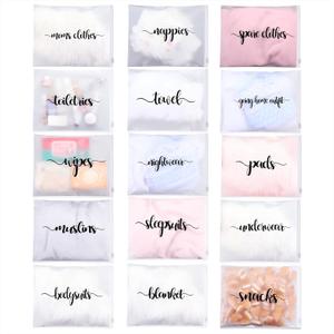 Boao 15 Pack Hospital Bags for Labor and Delivery 11 x 14 Inch Diaper Bag Organizing Pouches Resealable Maternity Hospital Pouches(Black Letter)