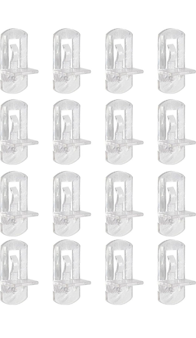 HARSKIYER 15pcs 8mm Clear Plastic Locking Pegs, Self-Locking Shelf Support Pins, 8mm Diameter Hole Cabinet Shelf Clips Clear Shelf Brackets Holders for Shelves Furniture