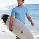 EZRUN Men's UPF 50+ Swim Shirt Quick Dry Rash Guard | UPF 50+ gradient shirt blocks harmful UV rays. Quick-dry, chafe-free fabric is perfect for surfing, gym & beaches
