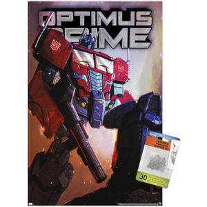 Trends International Hasbro Transformers - Optimus Prime Wall Poster, 14.72" x 22.37", Premium Poster & Push Pin Bundle, 22.4"L x 14.7"W