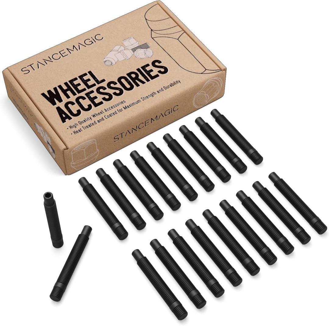 StanceMagic Extended Black Wheel Stud Conversion M12x1.5, 88mm Total Length, 63mm Shank Length, Compatible with BMW Vehicles with 12x1.5 Lug Bolts - Pack of 10