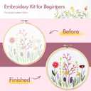 4 Pack Embroidery kit for Beginners Adults DIY Starter Kit, Cross Stitch Kits with Flower Stamped Patterns, Embroidery Hoop, Tools,Colorful Threads,Step by Step Instructions,Hand Craft Lover Gift