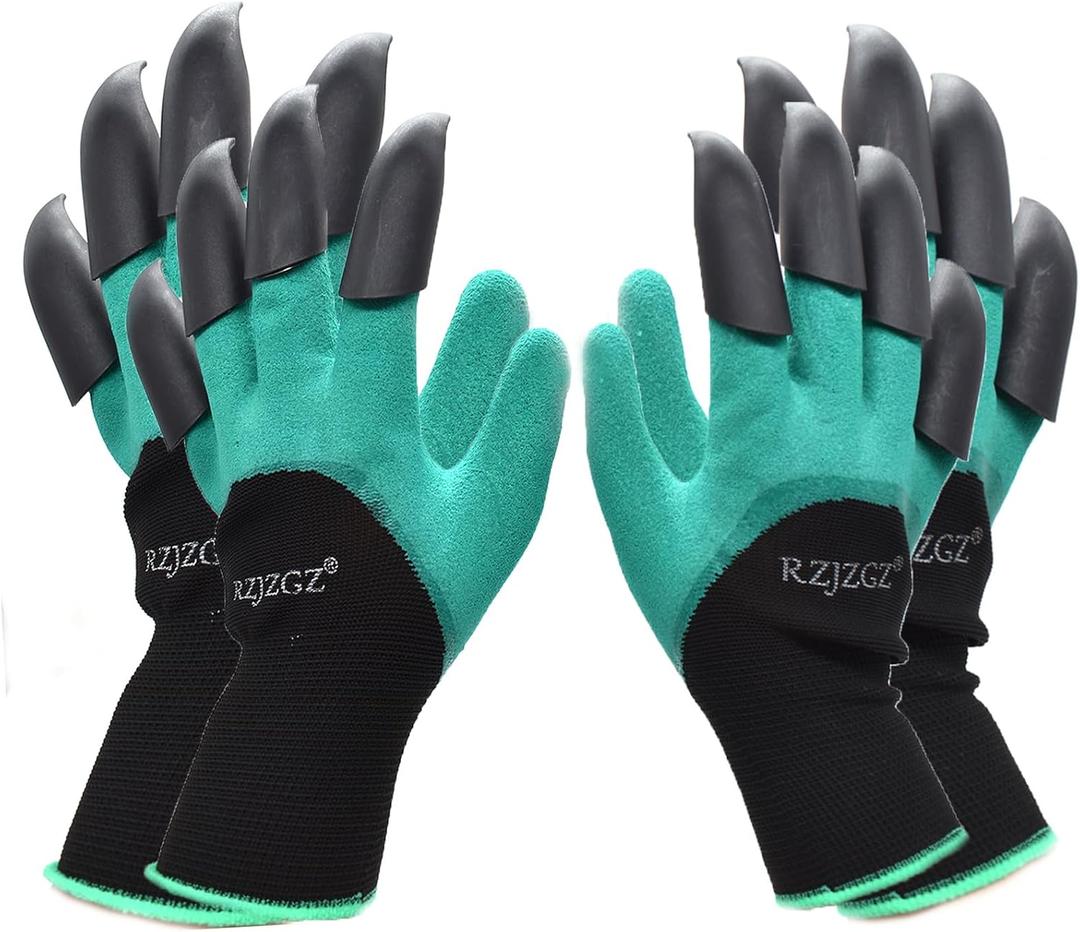 RZJZGZ 2 Pairs Garden Gloves with Claws for Women and Men Both Hands Gardening Work Gloves Garden Gloves Yard Work Safe Gloves for Easy Digging Planting
