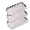 Pack of 3 Professional Medical Surgical Stainless Steel Dental Procedure Tray Thickening Lab Instrument Tools Trays -Flat Type (8.6" * 4.3" * 0.8", 3)