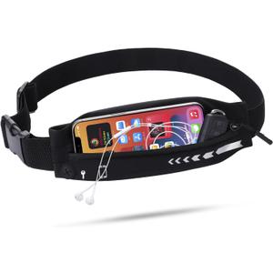USHAKE Slim Running Belt for Women Men-Runners Phone Holder Fanny Pack, Adjustable, Bounce Free Waist Pouch bag for Workout, Money Belt, Run Gear Accessories Black