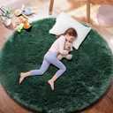 PAGISOFE Dark Green 4x4 Round Rug for Boys Bedroom,Soft Circle Fluffy Rugs for Kids Teen Room,Circular Plush Indoor Rug for Playroom,Emerald Green Rugs,Shaggy Floor Carpet for Classroom Reading Nook
