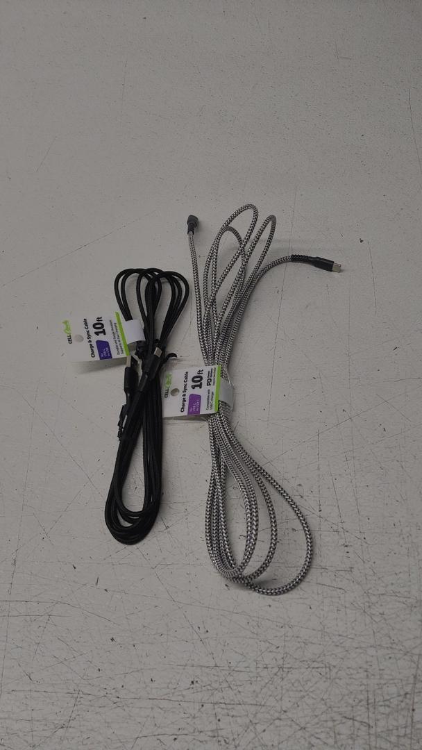 Cell Candy Charge & Sync Cable 10 Ft for USB C to USB, USB C to USB C 2 Pack, Black/Gray