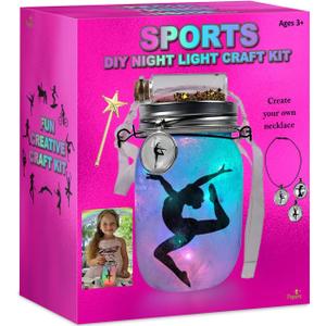 2Pepers DIY Sports Night Light Gymnastics Gifts for Girls Age 3 4 5 6 7 8-12, Sports Presents & Arts and Crafts Kit for Kids, Art Set Project, Ballet & Dancing Girl Gift, Medium