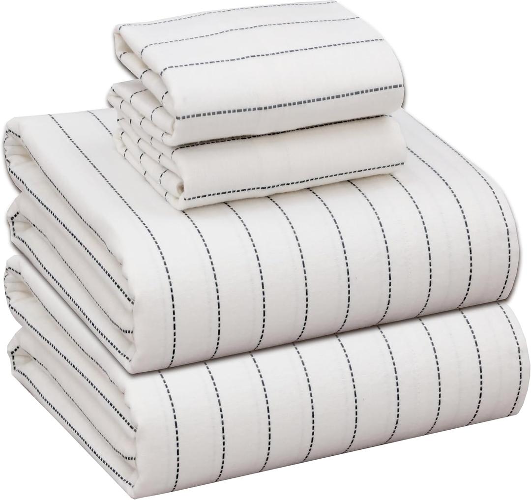 RUVANTI Flannel Sheets King Size - 100% Cotton Brushed King Size Sheets Set - Deep Pockets 16 Inches Bed Sheets - All Seasons Breathable & Extra Soft - Warm & Cozy, 4 Piece, Running Dots