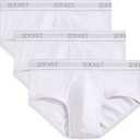 2(X)IST Men's Essential Cotton Contour Pouch Brief 3-Pack (Medium, Pure White)