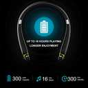 Bluetooth Headphones, Upgraded Foldable Wireless Neckband Headset with Retractable Earbuds, Noise Cancelling Stereo Earphones with Mic for Workout, Running, Driving (with Carry Case) (Black)