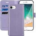 MONASAY Case Compatible for iPhone SE 2022/2020 5G,iPhone 7/8 Wallet Case,4.7-inch, [Glass Screen Protector] Flip Folio Leather Cell Phone Cover with Credit Card Holder, Lavenders