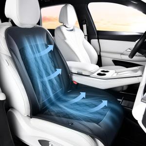 Coverado Upgraded Cooling Car Seat Cushion 8 Turbo Fans 12V-24V Ventilated Cooling Seat Cover 3 Adjustable Wind Speeds Long Lasting Coolness Summer Driving Universal Fit for Car SUV Truck Black