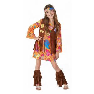Morph 70s Outfits For Kids, Girls Hippie Costume, Hippie Costume Kids, Girls Halloween Costumes, 70s Halloween Outfit Kid (Medium, Orange)