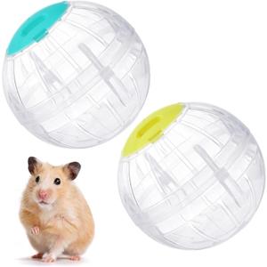 2 Pieces Hamster Exercise Ball, 5.7 Inch Guinea Pigs Running Ball Transparent Plastic Hamster Wheel for Dwarf Rabbits Small Pets to Reduce Boredom and Increase Activity