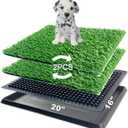 Artificial Grass Pad with Tray - 16"x20" Dog Potty for Puppy Training - with 2 PCS Reusable Replacement Fake Grass Pee Pads, Indoor/Outdoor Small Dog Litter Box for Apartment or Balcony/Patio