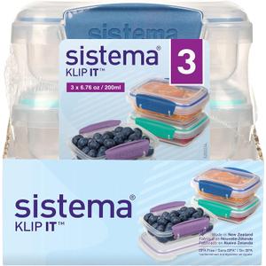 Sistema Klip It Food Storage Container, 200 ml, 3-Pack (Colors May Vary)