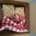 Geelin 6 Pcs Mini Woven Basket with Handle and Red White Gingham Paper Napkins Wood Chip Mini Flower Fruit Picnic Basket Chip for Easter Spring Wedding Party Gift Decoration (Large)