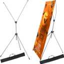 2 Pack X Frame Banner Stand Fits Any Banner Adjustable Size 23"X63" to 32"X78" with Portable Retractable Carrying Bag, Customize Banner Stand for Trade, Show Exhibition Market and Store Display