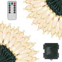 Green Convenience Christmas Lights 105ft 300 LED Battery String Lights with Timer Memory Function or Battery Powered Waterproof String Light for Indoor Outdoor Decoration